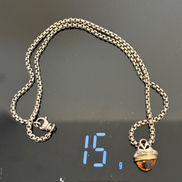 David Yurman Citrine acorn necklace with original Sterling Silver box chain - Picture 7 of 9